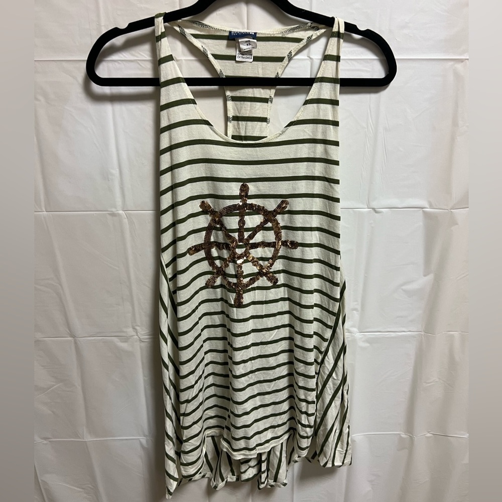 Sperry Cover Up. Size Xsmall. Olive Green, Off White/ Beige with Gold.